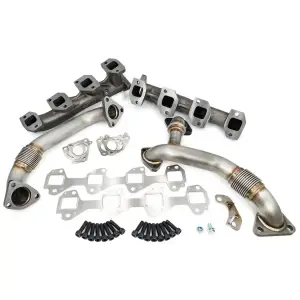 116111600 | PPE Performance High-Flow Exhaust Manifold and Up-Pipe Kit Raw (2006-2007 Silverado, Sierra 2500 HD, 3500 HD 6.6L td)