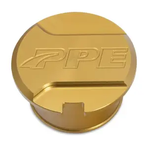 115010424 | PPE Performance Resonator Delete Plug L5P Gold Finish (2017-2025 Silverado, Sierra 2500 HD, 3500 HD 6.6L td)