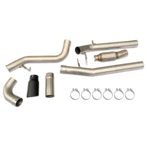 117050020 | PPE Performance 304 Stainless Steel DPF-Back Performance Exhaust Kit - Single Exit Raw Tubes, Black Ceramic Coated Tips (2020–2022 Silverado, Sierra 1500 I6-3.0L td)