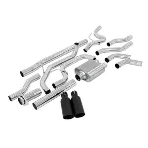 317033020 | PPE Performance Cat-Back Exhaust System Dual Exit Polished Tubes, Black Ceramic Coated Tips (2009-2014 F150 V8-4.6L, 5.0L, 5.4L)