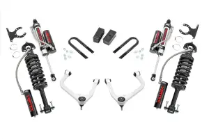 28850_A | Rough Country 3.5 Inch Lift Kit GMC Sierra 1500 2WD/4WD | Aluminum Finish Control Arm, Factory Rear Mono-Leaf Spring, Vertex Coilovers With Vertex Shocks