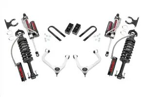 28250_A | Rough Country 3.5 Inch Lift Kit For Chevrolet Silverado 1500 2WD/4WD | Aluminum Finish Control Arm, Factory Rear Mono Leaf Spring, Vertex Coilovers With Vertex Shocks