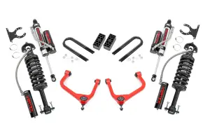 110450RED | Rough Country 3.5 Inch Lift Kit For Chevrolet Silverado 1500 | Red Finish, Rear Multi Leaf Spring, Vertex Coilovers With Vertex Shocks