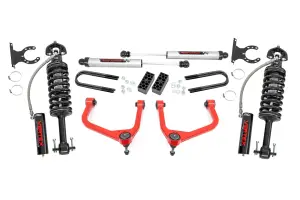 110457RED | Rough Country 3.5 Inch Lift Kit For Chevrolet Silverado 1500 2WD | Red Finish Control Arm, Rear Multi Leaf Spring, Vertex Coilovers With V2 Rear Shocks