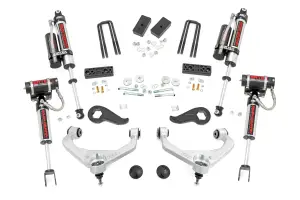 97750 | Rough Country 3 Inch Lift Kit For Chevrolet Silverado / GMC Sierra 2500 HD & 3500 HD | Aluminum Finish Arms, With Factory Rear Overload Springs, Vertex Shocks Shocks