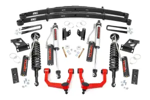 74252RED | Rough Country 3.5 Inch Lift Kit For Toyota Tacoma 2WD/4WD | Red Finish Control Arm, Vertex Coilovers, Rear Vertex Shocks