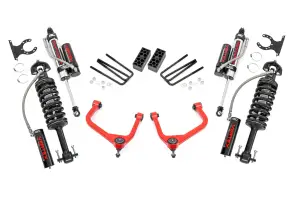 22650RED | Rough Country 3.5 Inch Lift Kit With Red Control Arms Vertex Coilovers / Vertex Rear Shocks (2019-2025 Sierra 1500 2WD/4WD | Multi Leaf Springs)