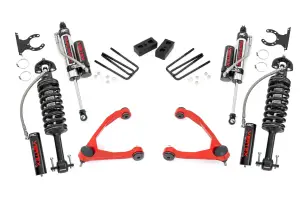 19850RED | Rough Country 3.5 Inch Lift Kit Chevrolet Silverado / GMC Sierra 1500 (2007-2016) | Red Finish Arm, Vertex Adjustable Coilovers Front And Rear