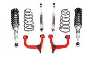 76632RED | Rough Country 3 Inch Lift Kit For Toyota 4Runner | Red Finish Arm, N3 Strut With N3 Rear Shocks