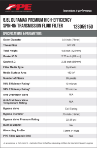 Pacific Performance Engineering - 128059150 | PPE Performance High-Efficiency Spin-On Transmission Fluid Filter, GM Allison 1000 & 2000 For GM 6.6L Duramax - Image 3