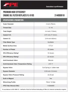 Pacific Performance Engineering - 314000910 | PPE Performance Engine Oil Filter, MicroPure, Replaces Motorcraft FL-910S - Image 6