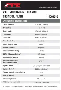Pacific Performance Engineering - 114000555 | PPE Performance Engine Oil Filter, MicroPure XR With TorqSTOP, Replaces AC-DELCO PF2232 For GM 6.6L Duramax L5P | Black Finish - Image 3