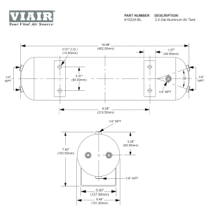 VIAIR - 91022A-BL | VIAIR Aluminum Series Air Tanks | 2.0 Gallon Capacity, (6) 1/4 Inch NPT Port Connection - Image 2