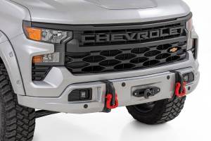 13007-GAN | Rough Country FXS Front Bumper For Chevrolet Silverado 1500 2WD/4WD | GAN,  Silver Ice Metallic Paint Code, With PRO12000S Winch