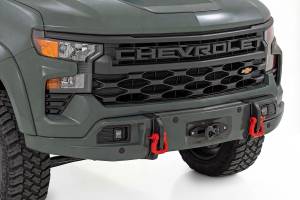 13007-GBD | Rough Country FXS Front Bumper For Chevrolet Silverado 1500 2WD/4WD | GBD, Cypress Gray Paint Code, With PRO12000S Winch