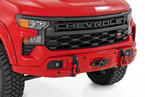 13007-G7C | Rough Country FXS Front Bumper For Chevrolet Silverado 1500 2WD/4WD | G7C, Red Hot Paint Code, With PRO12000S Winch