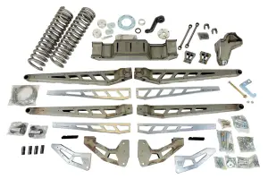 54434 | McGaughys 10 Inch Lift Kit With 4 Link & Face Plates, 6 Inch Rear Block, 8 - 1/4 Inch Stackable Shims For Ram 3500 4WD | Raw Finish, Diesel Only