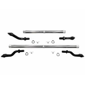 KIT125 | Apex Chassis Steering Kit 2.5 ton Tie Rod & Drag Link / DANA 44 / No Flip 4.5" Or Less For Jeep Wrangler / Gladiator 2018+ | Polished Aluminum