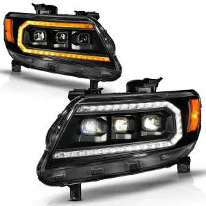111634 | Anzo USA Full LED Projector Headlights Black With DRL, Initiation & Sequential For Chevrolet Colorado