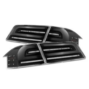 601110 | AlphaRex LUXX-Series LED Tail Lights Alpha-Black (With Black Trunk Center Piece Replacement) for Tesla Model S (2012-2021)