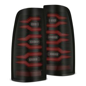 620007 | AlphaRex LUXX-Series LED Tail Lights Black-Red for Chevrolet Silverado/GMC Sierra (1999-2006)