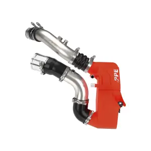 315045212 | PPE Performance Ford 6.7L Power Stroke Air To Water Intercooler With Brushed Charge Pipes | Red Finish