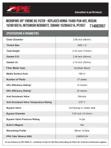 Pacific Performance Engineering - 714002057 | PPE Performance MicroPure Engine Oil Filter - Replaces Honda 15400-PLM-A02, Nissan 15208-9E01A, Mitsubishi MZ690072, Subaru 15208AA21A & PF2057 - Image 5