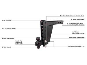 Cognito Motorsports - ED2010 | BulletProof 2.0 inches Extreme Duty 10 inches Drop/Rise Hitch - Image 5