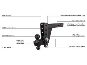 Cognito Motorsports - ED206 | BulletProof 2.0 inches Extreme Duty 6 inches Drop/Rise Hitch - Image 5
