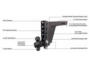 Cognito Motorsports - ED208 | BulletProof 2.0 inches Extreme Duty 8 inches Drop/Rise Hitch - Image 5