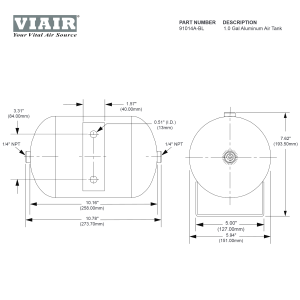 VIAIR - 91005A-BL | VIAIR Aluminum Series Air Tanks | 0.5 Gallon Capacity, (2) 1/4 Inch NPT Port Connection - Image 2