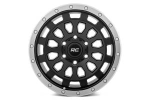 Rough Country - 87170912BA | Rough Country 87 Series Wheel | Simulated Beadlock, 6x5.5 Bolt Pattern, Matte Black/Machined Finish, 17x8.5 Wheel Size, 0mm Wheel Offset, 4.25" Centerbore - Image 1