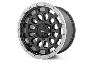 Rough Country - 87170912BA | Rough Country 87 Series Wheel | Simulated Beadlock, 6x5.5 Bolt Pattern, Matte Black/Machined Finish, 17x8.5 Wheel Size, 0mm Wheel Offset, 4.25" Centerbore - Image 3