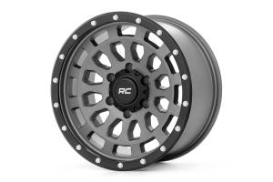 Rough Country - 87170912GA | Rough Country 87 Series Wheel | Simulated Beadlock, 6x5.5 Bolt Pattern, Matte  Gray/Black Finish, 17x8.5 Wheel Size, 0mm Wheel Offset, 4.25" Centerbore - Image 2