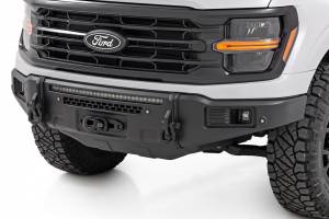 13012 | Rough Country FXS Front Bumper, EcoBoost For Ford F-150 2WD/4WD | Flat Black, With Winch Mount