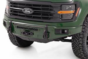 13012-DB | Rough Country FXS Front Bumper, EcoBoost For Ford F-150 2WD/4WD | DB, Shelter Green, With Winch Mount