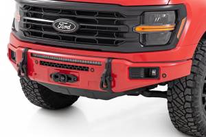 13012-PQ | Rough Country FXS Front Bumper, EcoBoost For Ford F-150 2WD/4WD | PQ, Race Red, With Winch Mount