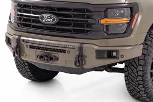 13012-T9 | Rough Country FXS Front Bumper, EcoBoost For Ford F-150 2WD/4WD | T9, Marsh Gray, With Winch Mount