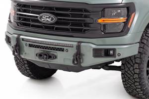 13012-BN | Rough Country FXS Front Bumper, EcoBoost For Ford F-150 2WD/4WD | BN, Silver Spruce, With Winch Mount