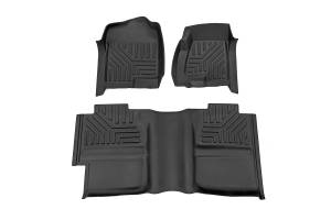 FF-29912A | Rough Country Flex-Fit Floor Liners For Chevrolet Silverado / GMC Sierra 1500, 2500 HD & 3500 HD | Front & Second Row