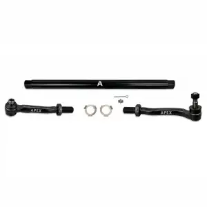 KIT362-STL | Apex Chassis ProLock Tie Rod Kit For Ford F-450/F-550 Super Duty 4WD | DOM Matte Black Powder Coated Steel